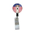 Carolines Treasures American Flag and Wire Haired Fox Terrier Retractable Badge Reel BB2177BR